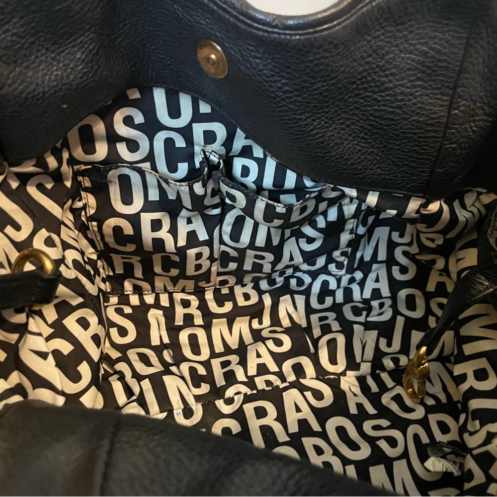 Marc Jacobs Black Leather Hobo Bag with Gold Accents - Picture 9 of 11